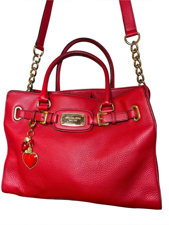 Michael Kors Handbags - Summer Sale!Michael Kors Hamilton Red Pebbled Leather Large Satchel Shoulder Bag